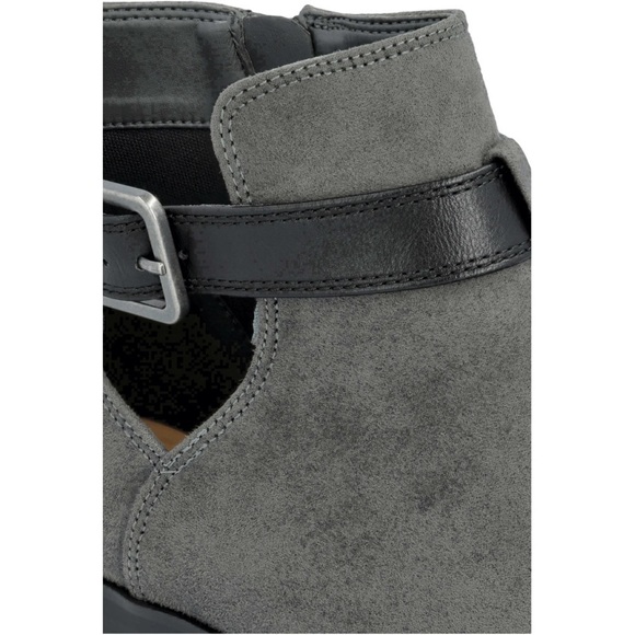 MARKET & SPRUCE • Dark Grey Odeya Suede Block Heel Buckle Bootie Shoes - Picture 6 of 7